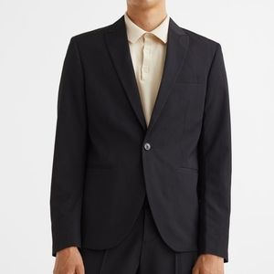 H&M Black Slim Fit Suit Jacket - Size 42R
